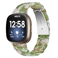 Miimall Armband Für Fitbit Versa 3 & Sense - Leichtes Harz-Armband Mit Edelstahl-Verschluss In Smaragdgrün & Rot