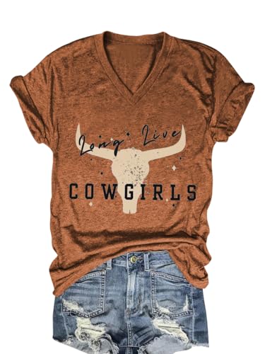 Western Country Shirt for Women Cowgirl Cartoon Boots V Neck Short Sleeve Tops Vintage Cowboy Graphic Tees
