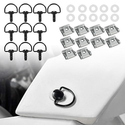 REARACE 1/4 Turn Quick Release Fasteners, 10 Pack Motorcycle Race Fasteners Quick Release D-Ring Fairing Fastener Clip (Black,19 mm)