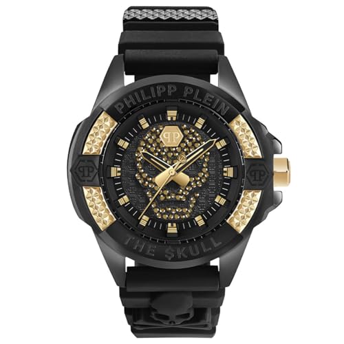 Philipp Plein Herren Analog Quarz Uhr mit Silikon Armband PWAAA1321