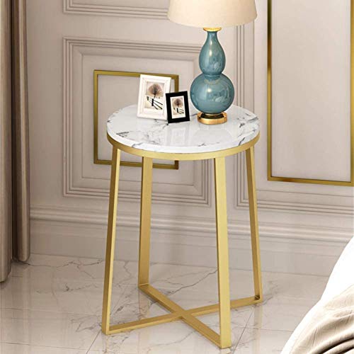 Table basse ronde marbre blanc salon table appoint canapé doré