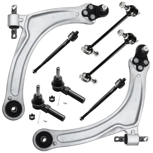 Image of Detroit Axle - 8pc Front End Suspension Kit for Chevrolet HHR Cobalt 2 Lower Control Arms with Ball Joints 4 Inner Outer Tie Rod Ends 2 Sway Bar End Links Replacement