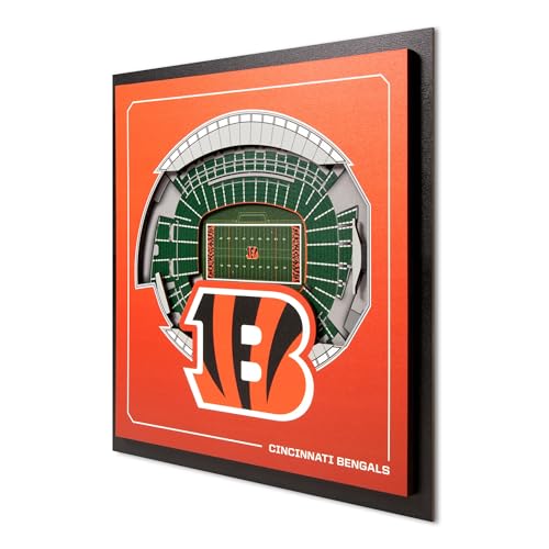 YouTheFan Officially-licensed NFL Cincinnati Bengals Stadium Series 3D Wall Art - multi-layer team stadium replica detailed sports fan gift indoor decor