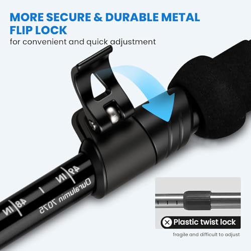 Foto von Overmont Wanderstöcke Carbon Ultraleicht faltbar verstellbar 105-125CM Trekkingstöcke Stoßdämpfend Nordic Walking Stöcke 1 Paar mit All Terrain Zubehör