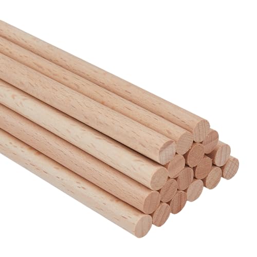 Hobbspring 20 Stück Dübelstange Aus Hartholz Unbehandelte Naturholzstangen Holzdübel Massivholzstange 20x0.8cm Holz Bastelstange Zum Basteln DIY Stricken Wandteppiche Dekoration Für Haus