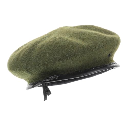 Beavorty Classic European Style Beret Warm Cozy Beanie Cap French Beret Hat Hunting Hat for Men Women Olive Green