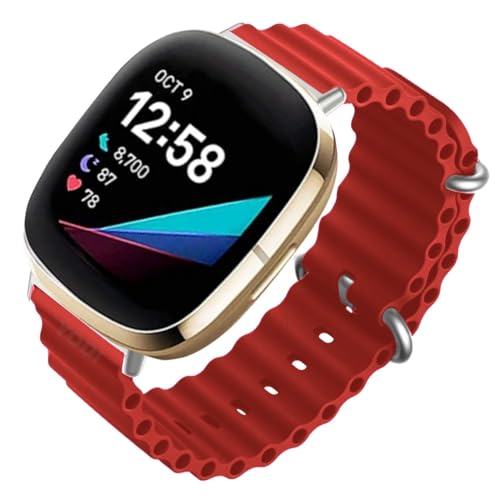 Image of YODI Watch Band Compatible with Fitbit Versa 4 / Fit bit Versa 3 / Fitbit Sense /Sense 2 Band, Soft Replacement Silicone Wristband for Women Flexible Waterproof Sport Watch Strap for Men Large