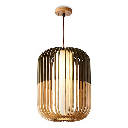 Luminaire suspendu bois design japonais suspension 1 lumière