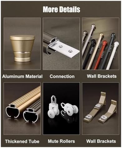 Double Curtain Track System for Bay Windows - Wall-Mounted Decorative Curtain Rod with Complete Kits for Living Room & Balcony - 2.4m (7.9ft) Drapes Rail