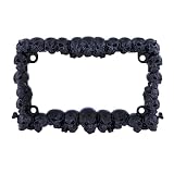 United Pacific 50113 Zinc Diecast Satin Black 3-D Skull Motorcycle License Plate Frame, All Over Sku