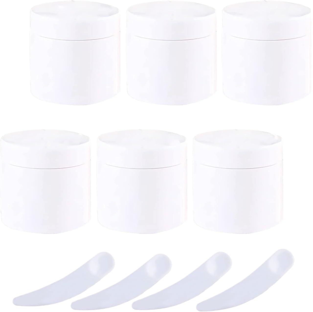 dfEDRd Plastic Cosmetic Jar, Pack of 6, Empty White 100 g with Screw Lid, ml Container for Lotions Cream(White)