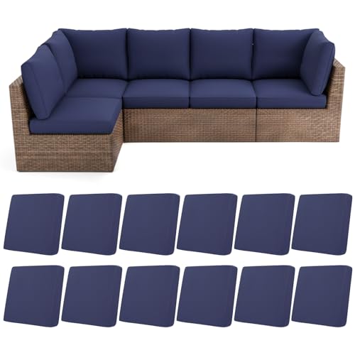 HEBE Stretch Patio Cushion Covers Set 12pcs,Waterproof...