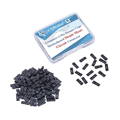 CQRobot 100 Pieces Black Standard Computer Jumper Caps with Handle Pin Shunt Short Circuit 2P Connector 2.54mm. for Arduino Raspberry Pi PCB PC DVD HDD Motherboard Shorting and Other Project