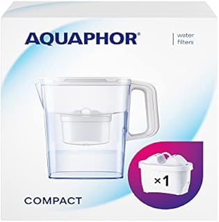 AQUAPHOR Compact Fridge Water Filter Jug, Includes 1 Maxfor+ Filter Cartridge to Reduce Lime, Chlorine & Heavy Metals, Plastic, Volume 2.4 L, White