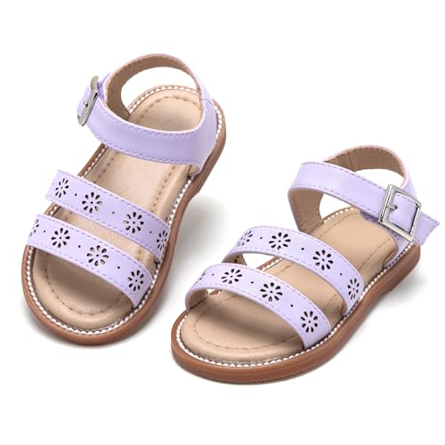 Image of Kolan Toddler Girl Sandals Open Toe Flat Princess Dress Shoes Little Kids