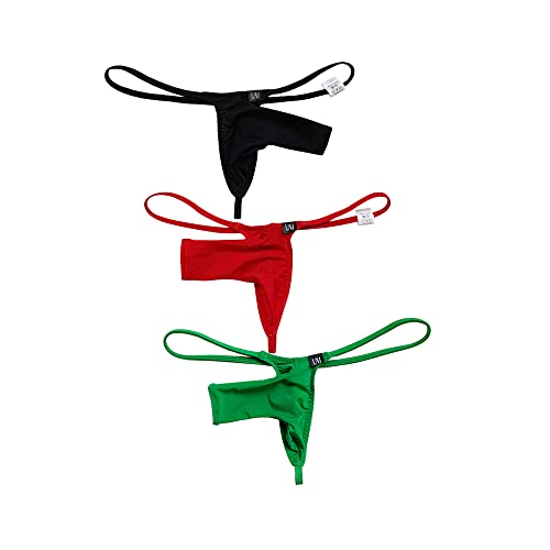 COMLIFE Men's Ice Silk Solid Color Open Hole Elephant Nose Underwear T-Back G String Thongs Underwear