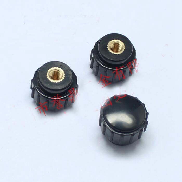 M3 M4 M5 Handle Plastic head Knurled Nuts Brass Core Nut Straight Handle Adjustment Screw Cap Nut Black QTY 6Pcs (Size: M3)