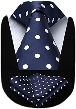 HISDERN Ties for Men - 63 inch Extra Long Necktie and Handkerchief Wedding Tie and Pocket Square Set For Party Business Funeral