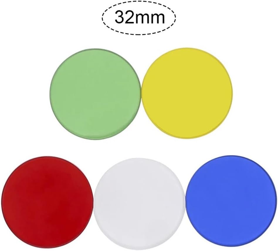 ZTBH Microscope Accessories Kit 5 pieces Microscope Filters 32 35 42 45mm Optional Green Blue Yellow White Red Transparent Frosted Optical Glass Microscope Slides(32mm)