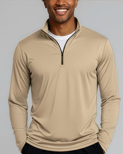 Image of Real Essentials 3 Pack: Men's Dry-Fit Active Quarter Zip Long Sleeve Athletic Performance Pullover (Available in Big & Tall)