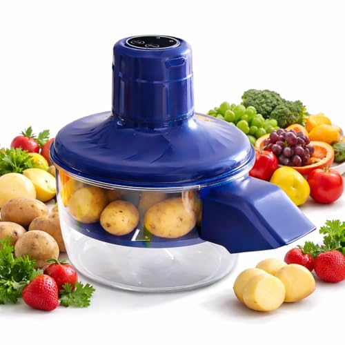Electric Potato Peeler | Rechargeable One-Button Automatic Vegetable & Fruit Peeler Stainless Steel Blade for Potatoes Carrots Garlic & More