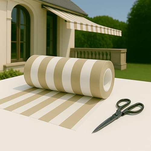 Byour3 Dralon Stoff Meterware Beige Streifen