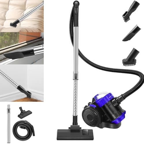 Carpet Vacuum Cleaner, Bagged Cylinder Vacuum Cleaner with 1.5L Capacity Dust Tank, Clean Crevice Tool, 1000W Powerful Suction, Low Noise, Lightweight and Compact, for All Floor Types