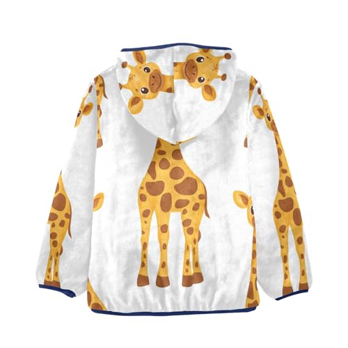 Cartoon Baby Giraffe Girls Fleece Jacket Girls Fall Jacket Girls Zip Up Hoodie Girls Sherpa Jacket 2-10T2