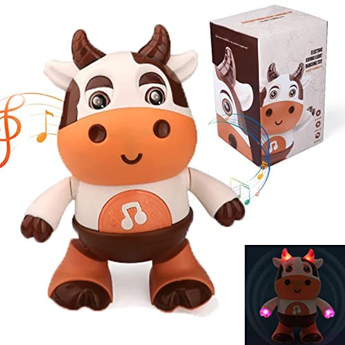 Image of Vucootli Cute Baby Cow Musical Toys, 2023 New Musical Dancing Cow/Deer Toy with Music and LED Lights, Baby Preschool Educational Musical Toys, Cow Musical Toys for Toddlers 1-3 Month (A)