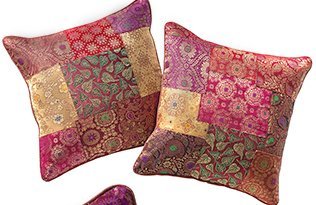 Comercio justo funda para cojín Brocade Patchwork Multi Color 40 cm 