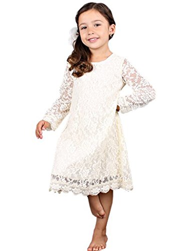Bow Dream Flower Girl's Dress Ivory Cream 8