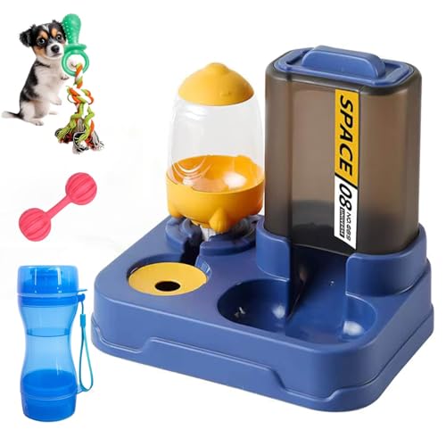 Automatic Dog Cat Feeder and Water Dispenser, 2 in 1 Gravity Food...