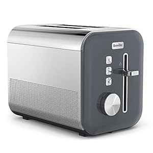 Breville High Gloss 2 Slice Toaster with High-Lift & Wide Slots | Grey & Stainless Steel [VTT968]