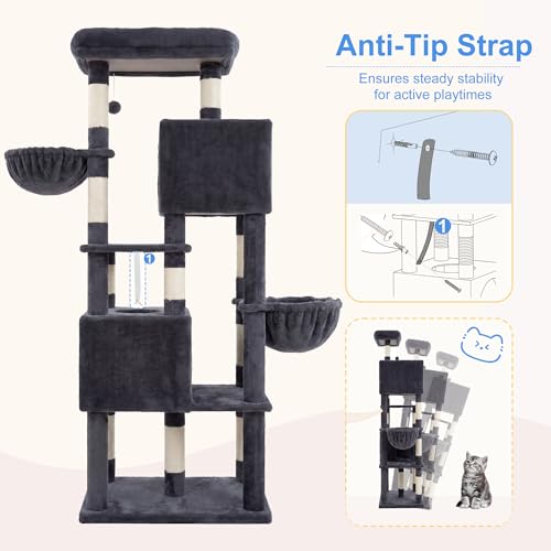 Image of Heybly 68.1 inch Cat Tree with Oversized Top Platform & Wide Base HCT059G