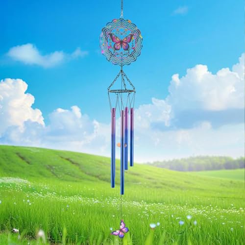 Image of Butterfly Wind Chimes for Outside, Butterflies for Mom, Birthday Gifts for Women, Sympathy Memorial Festival Gifts, Garden Decor for Outside, Patio, Yard, Home, Porch