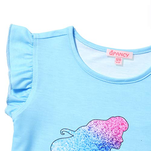 QPANCY Girls Pajamas Sets Unicorn Cat Pjs Flutter Sleeve Sleep Shirt Clothes for Kids3