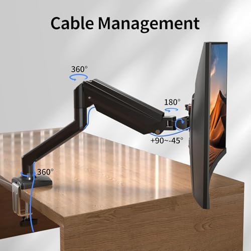 Image of ErgoYou - Premium Gas Spring Adjustable Monitor Arm Stand - VESA Mount - Weight Capacity 2-9 kgs - for Most 13-32 inch Screens - Clamp or Grommet Mount - 360 Degree Rotation - G3 Series