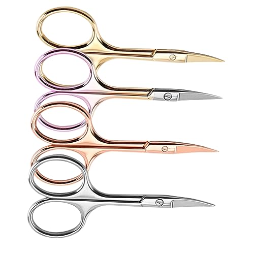 IWOWHERO 4pcs カラフルなステンレススチール製鼻毛トリマーはさみ 男性用ひげトリミング鋏 口ひげ鋏 理髪店 家庭用 ランダムカラー