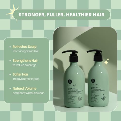 Image of Luseta Rosemary Mint Strengthening Shampoo and Conditioner Provide Nourishment & Smoothness for Thin Hair,Reduce Frizz and Add Shine for All Hair Types 16.9ozx2