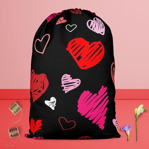 Image of ArtzFolio Love Heart | Reusable Sack Bag | Bag for Gym, Storage, Vegetable & Travel