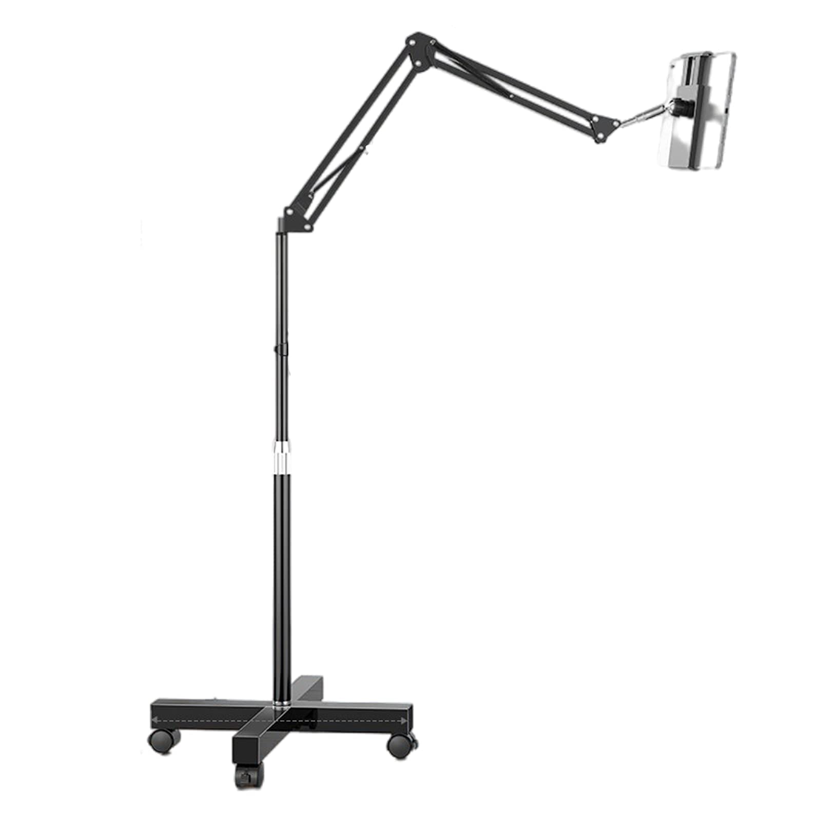 Supporto da Pavimento per Tablet Supporto per Telefono Cellulare Supporto per Tablet con Ruote Supporto per Staffa Regolabile a 360° con Braccio Pigro per iPad/Samsung Tab/iPhone/Switch e di