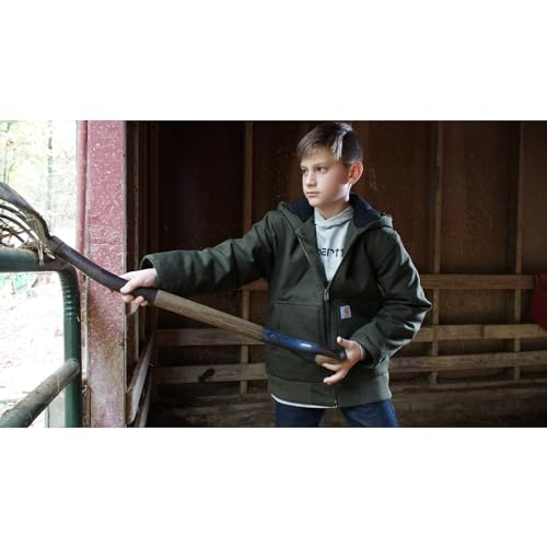 Image of Carhartt Boys' Flannel-Lined Hooded Canvas Insulated Zip-Up Jacket