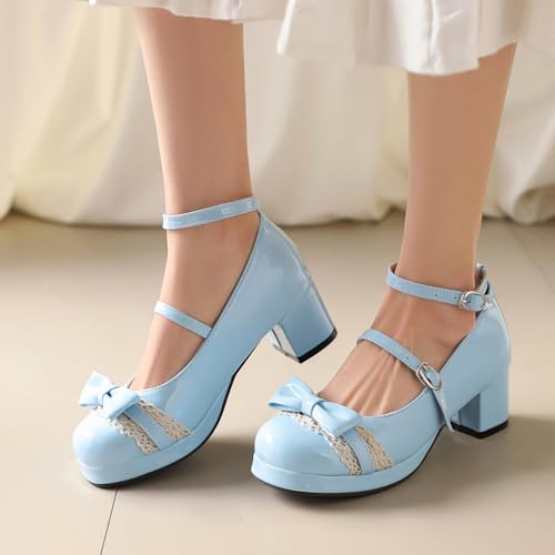 Sweet Patent Block Heel Round Toe Girl Princess Shoes4
