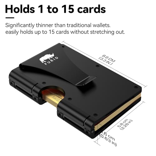 card wallet for men slim minimalist metal wallets with money clip - rfid thin front pocket credit card holder - gift for men husband father at anniversay brithday