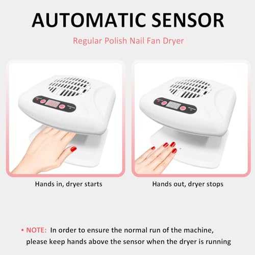 QUTUNI Nail Dryer for Regular Polish, 200W Nail Drying Fan with Sensor and Hot and Cool Air for Home Use - Thumbnail 2