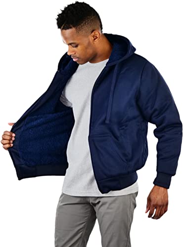 Image of ToBeInStyle Men's Polar Fleece Long Sleeve Zip Up Kangaroo Pocket Cold Weather Hoodie Jacket