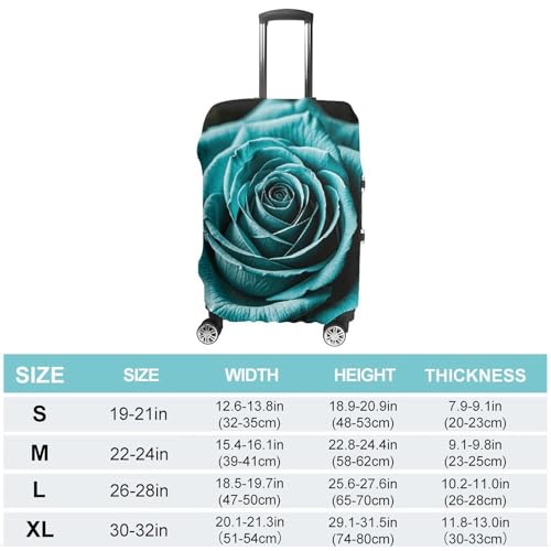 Teal Gray Rose Luggage Cover Elastic Suitcase Protector Case Anti-Scratch Washable Baggage Covers Protector For Traveling, Aircraft Consignment XL2