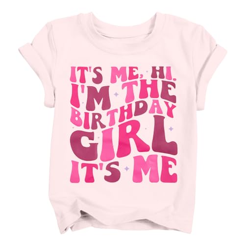 Image of LOTUCY Birthday Girl Outfit for Kids Its Me Hi Im The Birthday Girl Shirt Letter Printed Princess Birthday T-Shirt