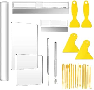 NA Allazone 25 PCS Acrylic Clay Roller with Acrylic Sheet, Acrylic Sheet Backing Board, Engraving Pen Plastic Scraper Clay DIY Tool for Shaping and Sculpting