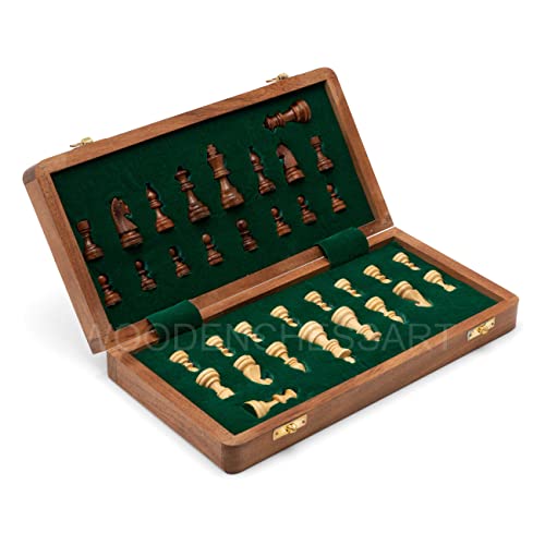 Tablero de ajedrez plegable magnético de madera artesanal miniatura 3